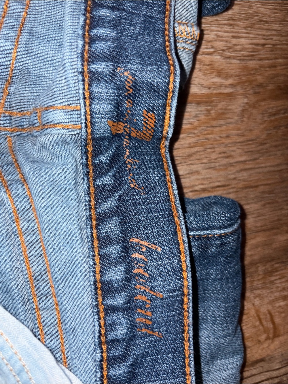 7 For All Mankind Two-Tone Blue Straight Leg Jeans - Picture 3 of 5